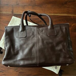 Vintage 90s Y2K Molton Brown London Leather Top Handle Duffle Bag Travel Satchel